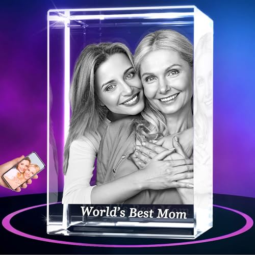ArtPix 3D Crystal Photo, Personalized Gifts for Women, Wife, Mom, Her, Him, Men, Great Customized Gift With Your Own Photo - Anniversary, Wedding, Birthday - Custom Glass 3D Laser Etched Picture Frame - size: Medium, style: Portrait