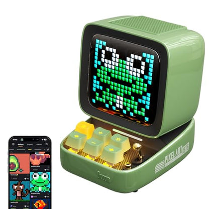 Divoom Ditoo Pro Retro Pixel Art Game Bluetooth Speaker with 16X16 LED App Controlled Front Screen (Green) - color: Green