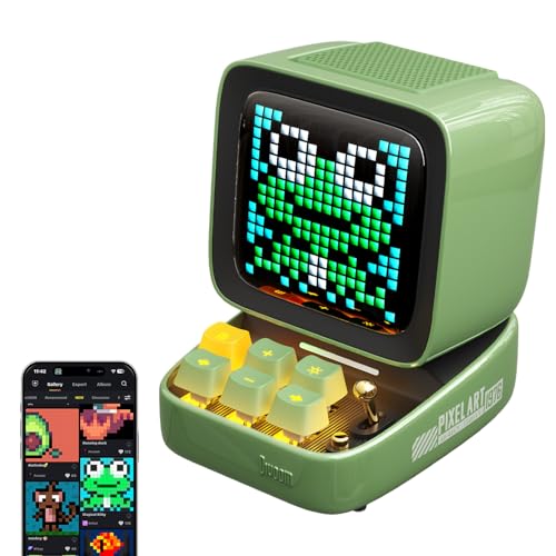 Divoom Ditoo Pro Retro Pixel Art Game Bluetooth Speaker with 16X16 LED App Controlled Front Screen (Green) - color: Green