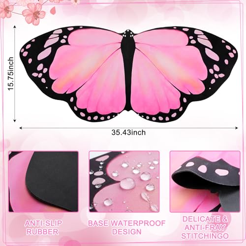 Tellegloww Large Pink Butterfly Gaming Mouse Pad Desk Mat Decorative Butterfly Keyboard Desk Mat with Non-Slip Base Table Accessories for Office Home Study 35.43 x 15.75 Inches - color: Pink, style: Butterfly