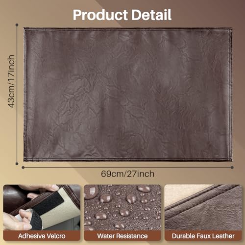 Recliner Headrest Protector,Non Slip Waterproof Headrest Cover,Leather Recliner Headrest Cover for Sofa,Furniture,Living Room,Office Chair 17x27 in(Brown) - color: Brown, size: Hook & Loop