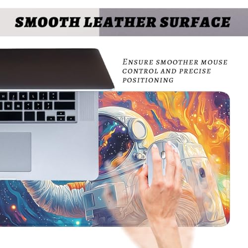 Cosmic Astronaut Gaming Mouse Pad Colorful Galaxy Art Large Gaming Mouse Mat with Stitched Edges,Non-Slip Waterproof Rubber Base Office Computer Keyboard Laptop 31.5"x11.8" - color: Cosmic Astronaut, size: 31.5L x 11.8W inches