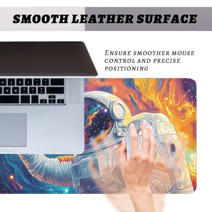 Cosmic Astronaut Gaming Mouse Pad Colorful Galaxy Art Large Gaming Mouse Mat with Stitched Edges,Non-Slip Waterproof Rubber Base Office Computer Keyboard Laptop 31.5"x11.8" - color: Cosmic Astronaut, size: 31.5L x 11.8W inches