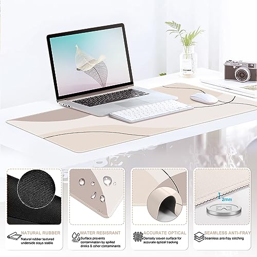 iCasso Large Gaming Mouse Pad Wrist Support Set, Desk Mat, 4in1 XXL Mousepad + Keyboard Wrist Rest+Mouse Wrist Rest+Coaster Set with Ergonomic Design for Home Office Table Computer-Brown Art - color: Brown Art