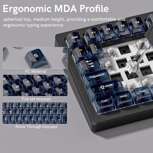 dagaladoo Clear keycaps,Transparent Keyboard keycaps,Jelly Key caps Set,Shine Through keycap，MDA Profile Keyboard caps for Mx Switches Mechanical Keyboard(Haze Blue) - color: Haze Blue