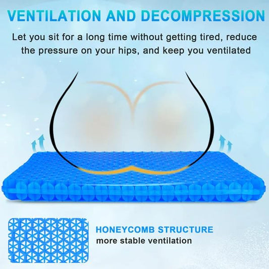GTPLAYER Gel Seat Cushion, Breathable Honeycomb Cooling Gel Cushion for Chair, Pressure Relief Seat Pad with Non-Slip Cover, Home Office Car Chair Mat (16.9 x 14.6 x 1.2 inch)