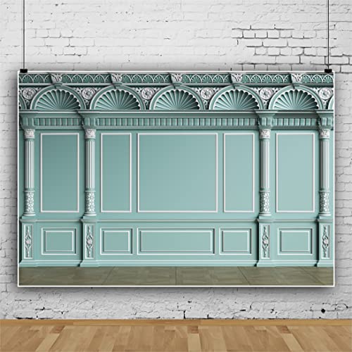 5x3ft Ancient Palace Backdrops for Party Celandine Green Wall Background Royal Palace Pillars Columns Photography Backdrop Wedding Birthday Baby Shower Decorations Kids Graduate Photo - color: celandine green, size: 5x3ft