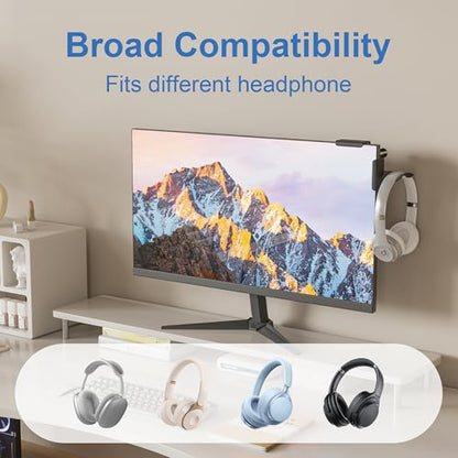 Headphone Holder for Screen, Plastic Headphone Stand, Headset Stand Suitable for AirPods Max, Sony, Bose, Beats and More (black)
