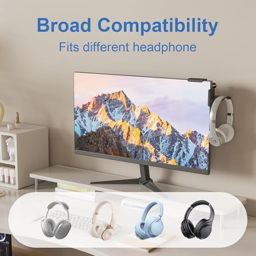 Headphone Holder for Screen, Plastic Headphone Stand, Headset Stand Suitable for AirPods Max, Sony, Bose, Beats and More (black) - color: black