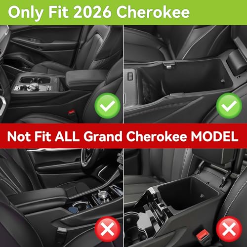 HGWEI Center Console Organizer Compatible with 2026 Jeep Cherokee Interior Accessories, Middle Armrest Storage Tray Insert Secondary Console Compartment (Not Fit Grand Cherokee)