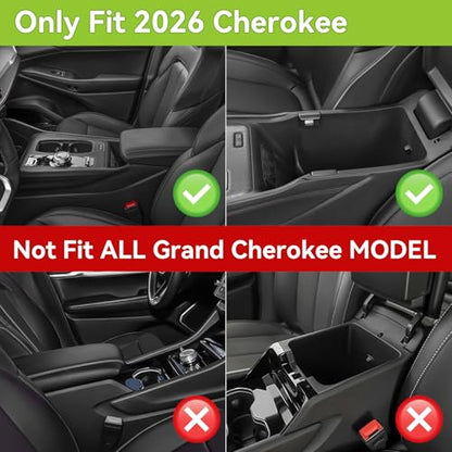 HGWEI Center Console Organizer Compatible with 2026 Jeep Cherokee Interior Accessories, Middle Armrest Storage Tray Insert Secondary Console Compartment (Not Fit Grand Cherokee)