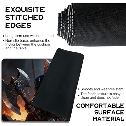 Playmat for MTG Samurai Cat Magic Play Mat 24x14 Inch Card Game Mat for Magic The Gathering TCG PTCG Playmat with Free Storage Bags Non-Slip Backing and Stitched Edge - color: Samurai Cat No With Zones