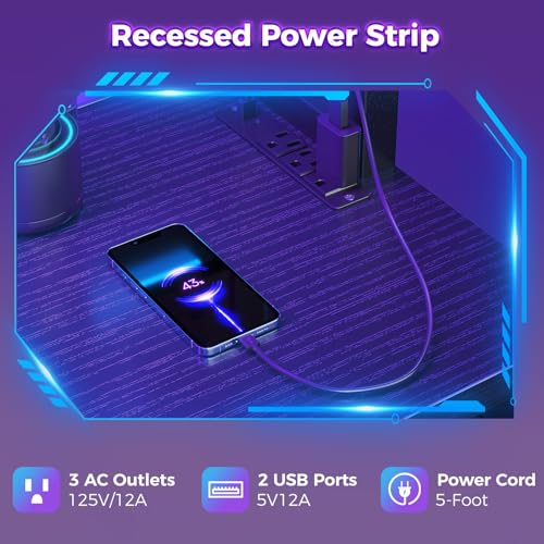 Small Black L Shaped Gaming Desk with Hutch , 47 Inch Corner Gaming Desk with Storage Shelves for Bedroom Small Space, Reversible L-Shaped Computer PC Desks with Pegboard LED Light for Kids Boys Girls