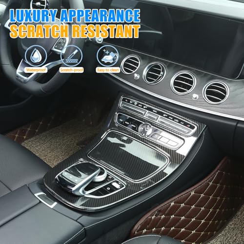 Center Console Gear Box Panel Cover ABS Carbon Fiber Style Compatible with Mercedes Benz E-Class W213 2016-2018