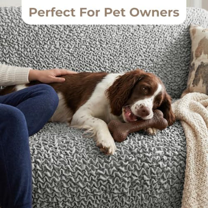 Premium Stretch Couch Covers for Sofa - Sofa Chair Cover Washable, Dogs & Pets Friendly - Elastic Polyester Loveseat Slipcovers - Non-Slip Love Seat Couch Covers - Ash (40"-63" Wide) - color: Ash, size: 40"-63" Wide