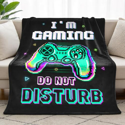 Gamer Gifts for Men Boys Girls, Do Not Disturb I’m Gaming Flannel Soft Blanket, Gaming Equipment Accessories Stuff for Teen Boys Gift - 50" x 60" - color: I'm Gaming