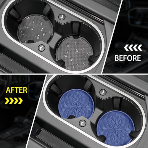 ME.FAN Car Coasters for Cup Holders [4 Pack] - 2.75In Silicone Auto Mug Mats - Universal Non-Slip Recessed Car Interior AccessoriesNavy Blue - color: 4pack-navy Blue