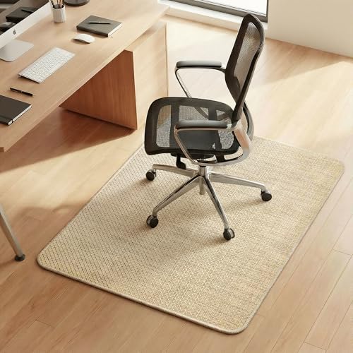 Aothia Textilene Chair Mat for Hardwood Floors - Heavy Duty Non-Slip Desk Floor Protector, Durable PVC & Polyester Blend, Easy to Clean, Ideal for Home Office (36"x47", Beige) - color: Beige