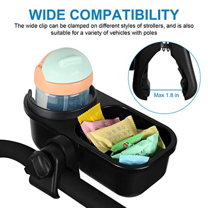 Accmor Stroller Cup Holder with Tray, Universal Cup Holder Tray for Uppababy Nuna Doona Strollers, Bottle Drinks Holder for Stroller, Wheelchair, Walker - style: Tray-2 in-1-Black
