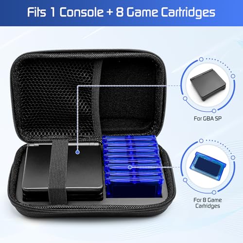 DPVPER Carrying Case for Gameboy Advance SP, Accessories for GBA SP, Hard Storage Portable Bag for GBA SP - Holds 8 Games - size: No Charger Fit