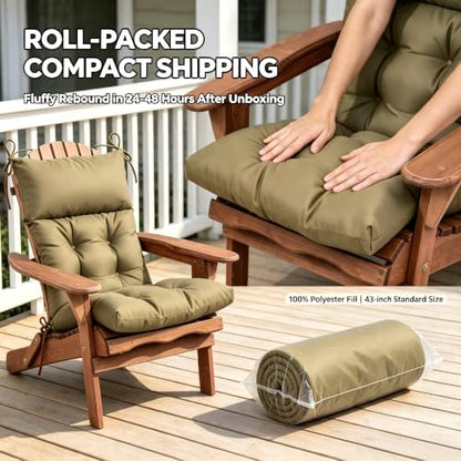 QILLOWAY Outdoor Rocking Chair Cushions Set of 2, 100% Polyester Waterproof Patio Rocking Chair Cushion, High Back Weatherproof Chair Pad for Adirondack & Outdoor Furniture, Sage - color: Sage