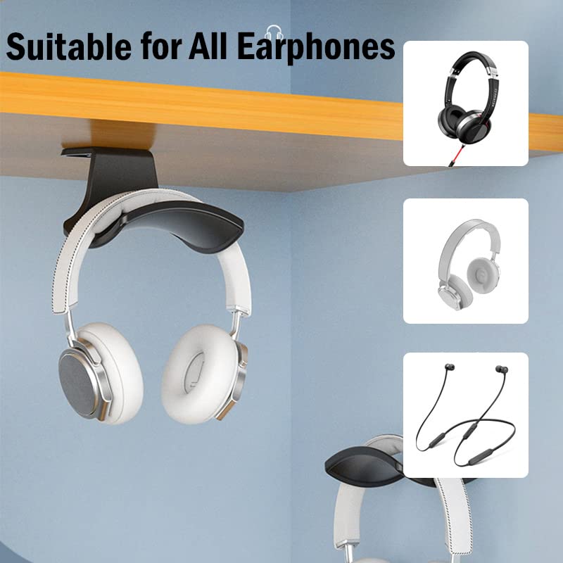 2-Pack Never Fall Headphone Hooks Hanger Wall Mount, Headset Holder Stand for Universal Gaming Headset Airpods Max Sony Bose Beats, Strong Adhesive by Screws - color: Black Z(2 Pack)