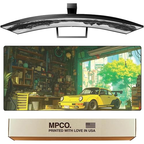 MPCO. Original Large Gaming Desk Mat – 36" x 17" Duraglyde Manga Motors Gramps-Garage Full Desk Mouse Pad for Smooth Precision – Non-Slip, Washable Extra-Large PC Mouse Pad for Gaming Sessions - color: DuraGlyde Gramps-Garage