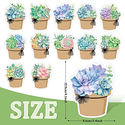 Whaline 120 Pcs Summer Back to School Succulent Name Tag Stickers 12 Designs Potted Succulent Self-Adhesive Nameplate Decal Blank Name Label for School Classroom Office Desk Wall Decor, 20 Sheet