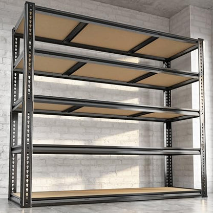 48"W Garage Shelving, 3050LBS Storage Shelves Heavy Duty, 5 Tier Metal Shelving Unit Adjustable Garage Shelves Heavy Duty Shelving for Warehouse,Commercial, Kitchen, 48" W × 18" D × 72" H, Black - size: 48"W x 72" H x 18" D