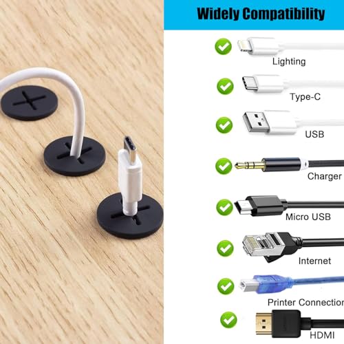 TuTuYa 10PCS Desk Grommet, Desk Grommet 1 Inch (25mm) Desk Cable Grommet Desk Cable Hole Covers with Hole Saw, Ideal Solution for Office and Home Table Cable - color: 1 Inch_25mm Black 10PCS