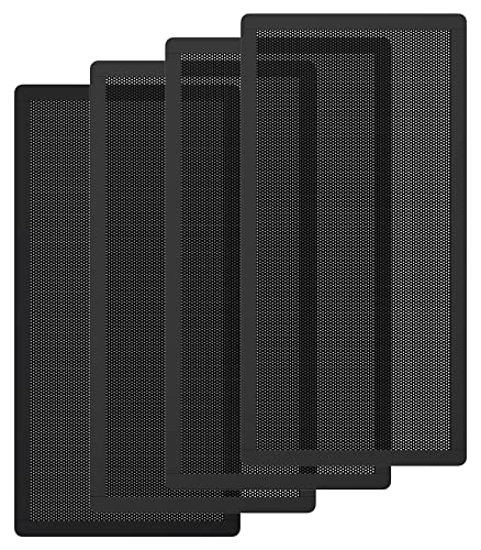 MoKo 140 x 280mm PC Case Magnetic Dust Mesh Filter, 0.5mm PVC Mesh Hole Computer Cooler Fan Dust Filter, Magnetic Frame Dustproof Filter Cover Fan Filter Grills for Computer PC Case - 4PCS - color: Black, size: 4 x 140*280mm-0.5mm hole