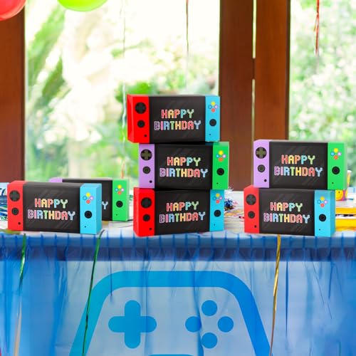 Adecortalk Video Game Party Favor Boxes 16 Pcs Gamer On Theme Gifts Boxes Happy Birthday Party Favor Boxes for Boys Kid Video Game Birthday Goodie Candy Treat Bags Gamer Party Decorations