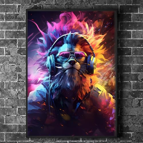 Yolbcdr Game Room Decor Gaming Posters Video Game Wall Art Prints Set of 3 Cool Cyberpunk Animal Painting Pictures Gamer Wall Decor for Boy Teen Men Bedroom Bathroom Playroom 16x24in Unframed - color: Animal Gamer, size: 16"x24" Poster