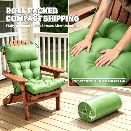 QILLOWAY Outdoor Rocking Chair Cushions Set of 2, 100% Polyester Waterproof Patio Rocking Chair Cushion, High Back Weatherproof Chair Pad for Adirondack & Outdoor Furniture, Green - color: Green