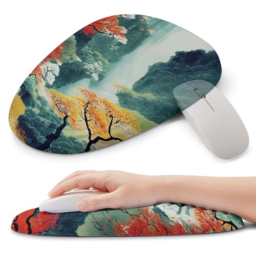 Ergonomic Mouse Pad with Wrist Support, Memory Foam Wrist Rest for Pain Relief & Carpal Tunnel, Non-Slip Base for Office, Computer, PC, Laptop (12x8x1.2inch, Japanese Forest) - color: 08 Japanese Forest