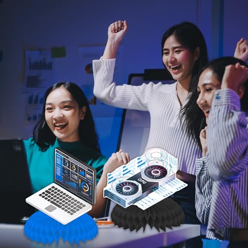 11pcs Computer Theme Party Honeycomb Centerpieces Computer Birthday Party Centerpiece Decorations for Intelligence Theme Birthday Party Baby Shower Supplies