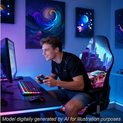 Gaming Chair Covers, 3D Printing Stretchable Soft Non-Slip Easy to Install Gamer Chair Cover with Armrest Cover(No Chair)(E) - color: E