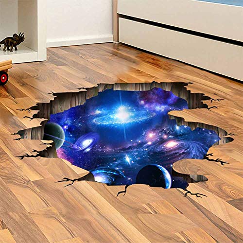 Blue Purple Galaxy Wall Decals, Removable Sticker,The Art Magic 3D Milky Way Dreamscape Home Decor (4 Sheets) - color: New Galaxy