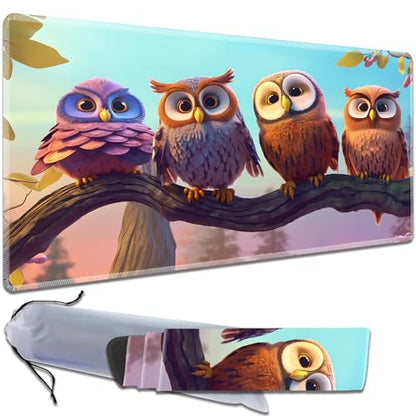 MTG Playmat, Smooth Surface Game Play Pad MTG TCG 24 x 14 inch with Storage Bag, Non-Slip Mouse Pad Card Fighting Game, Cute Owl - color: Cute Owl