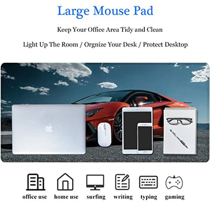 31.5x11.8 Inch Non-Slip Long Extended Large Gaming Mouse Pad with Stitched Edges XL Laptops Keyboard Mouse Mat(Lambo) - color: Lambo