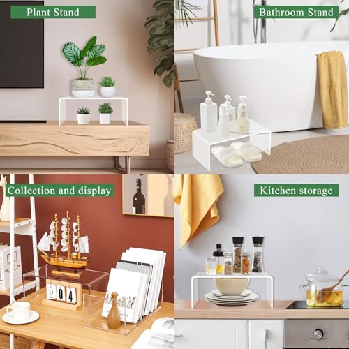 RattanView 2 Pcs 15 Inch Large Acrylic Risers Display Stands 8 mm Thick Acrylic Shelf Riser Showcase for Collectibles Jewelry Cupcakes Food Figures Perfume Cabinet (Clear) - color: Clear, size: 15 Inch, 8 mm