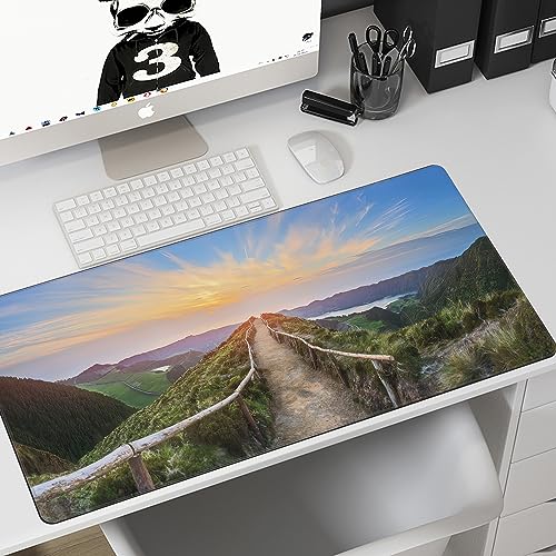 MIOAOSRT Mouse Pad,Mountain Landscape Ponta Delgada Extended Gaming Mouse Pad,Large Non-Slip Rubber Base Mousepad with Stitched Edges,Waterproof Mouse Mat Desk Pad for Office Game Home 35.4x15.75 in - color: Mountain Landscape
