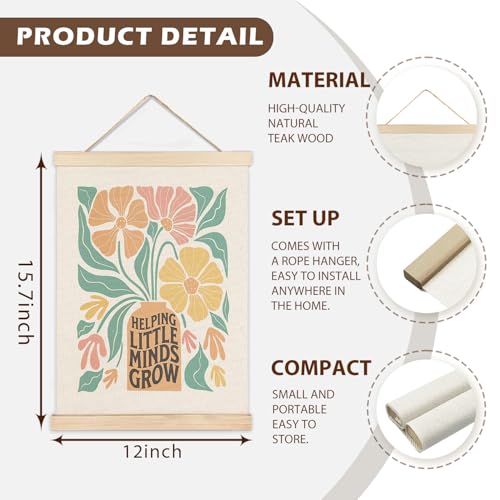 LZYRF Teacher Helping Little Minds Grow Wall Art Poster Framed, Boho Classroom Decor, Boho Abstract Floral Teacher Motivational Canvas Prints Wall Decor for Classroom School Office, 12x16 Inch - color: helpping little minds grow, size: 16"L x 12"W