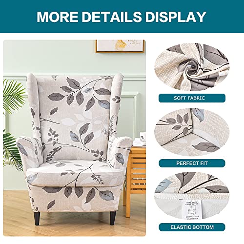KRFOONN Wingback Chair Covers Slipcovers 2 Piece Stretch Wing Chair Covers Spandex Slipcovers Wingback Sofa Cover Armchair Covers Non-Slip Furniture Protector for Living Room Wingback Chairs, A13 - color: A13