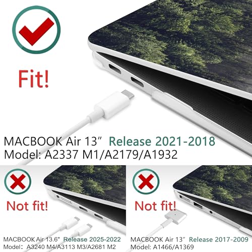 DONGKE Compatible with MacBook Air 13 inch Case 2021 2020 2019 2018 Release A2337 M1 A2179 A1932 with Retina Display & Touch ID, Plastic Hard Shell & Keyboard Cover - Forest - color: Forest