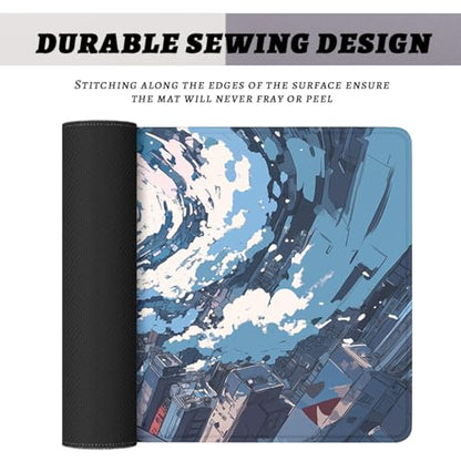 Japanese Anime Gaming Mouse Pad Cartoon Girl Cityscape Vortex Extended Mousepad Waterproof Stitched Edges Rubber Base Non-Slip Deskpad Computer Keyboard Mat 31.5x11.8 in - color: Japanese Anime, size: 31.5L x 11.8W inches