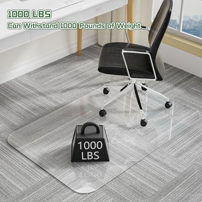 PET Office Chair Mat for Carpet - 36" X 48'' X 0.2" Thick Clear Shatterproof Office Chair Mat, Easy to Unroll and Lay Flat, Superior Glide, Heavy Duty Protection for Office Home Hardwood and Carpets - size: 36" X 48" - 5 MM PET