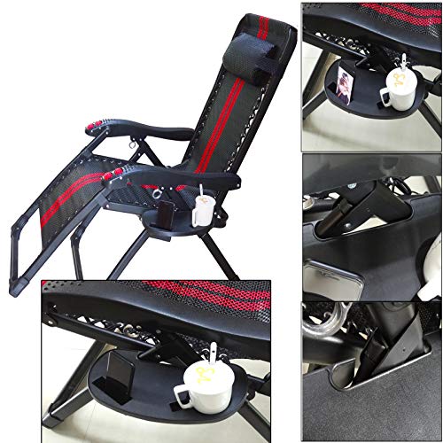 Oval Zero Gravity Lounge Chair with Cup Holder and Tray, Side Recliner, Mobile Phone Slot, Snack Tray - Black