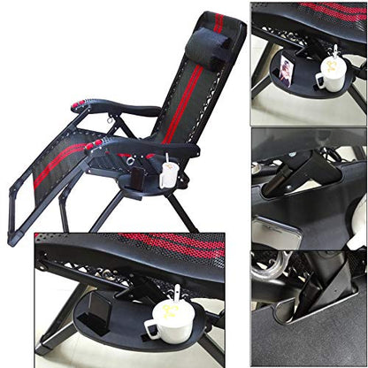 Oval Zero Gravity Lounge Chair with Cup Holder and Tray, Side Recliner, Mobile Phone Slot, Snack Tray - Black