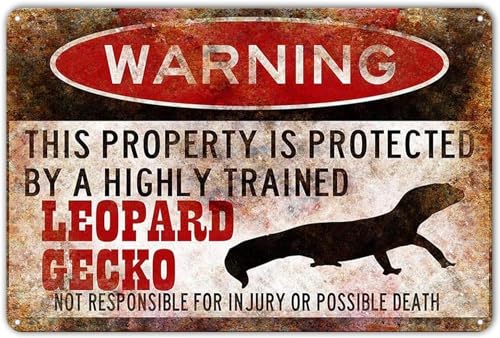 Tin Metal Sign Leopard Gecko Sign Funny Metal Signs Leopard Gecko Gift Gecko Accessories Lizard Warning Sign Wall Art Home Decor Room Door Accessories Poster Gifts 5.5x8 inch - color: style-3, size: 5.5x8inch
